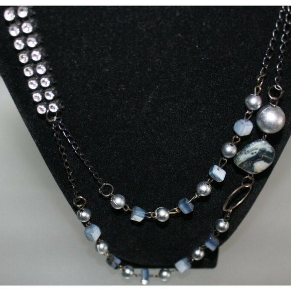 3/$15 Beaded & Rhinestone Retro Doule Strand Necklace & Earrings Women's Jewelry - Picture 4 of 5